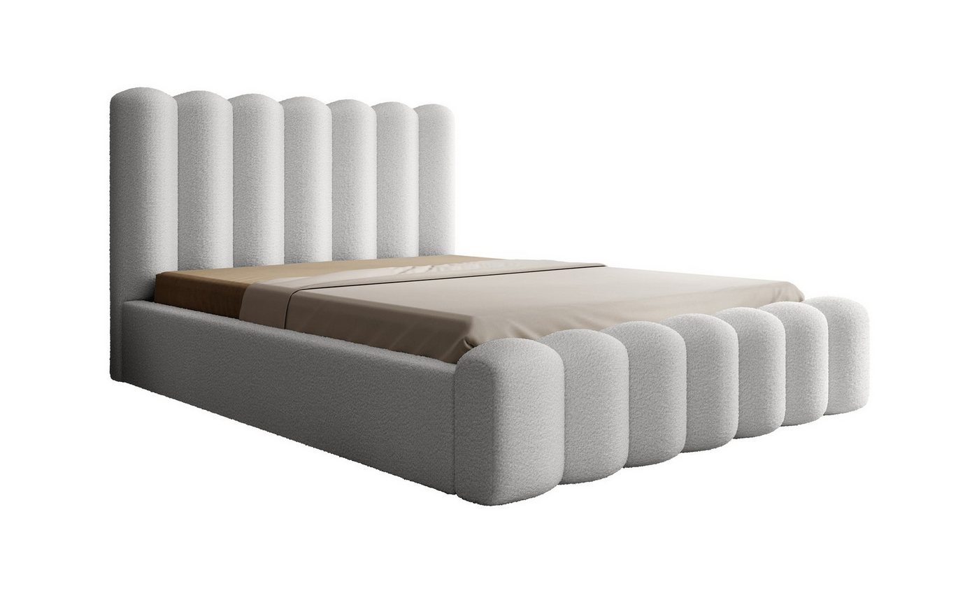 Fun Möbel Polsterbett Doppelbett MACON in Stoff Euphoria (Kopfteil mit Steppung und gepolsterter Korpus, Bonellfederkernmatratze wählbar), inkl. Lattenrost und Bettkasten von Fun Möbel