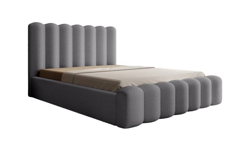 Fun Möbel Polsterbett Doppelbett MACON in Stoff Euphoria (Kopfteil mit Steppung und gepolsterter Korpus, Bonellfederkernmatratze wählbar), inkl. Lattenrost und Bettkasten von Fun Möbel