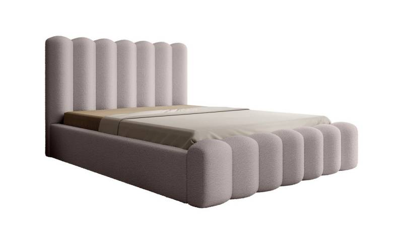Fun Möbel Polsterbett Doppelbett MACON in Stoff Euphoria (Kopfteil mit Steppung und gepolsterter Korpus, Bonellfederkernmatratze wählbar), inkl. Lattenrost und Bettkasten von Fun Möbel