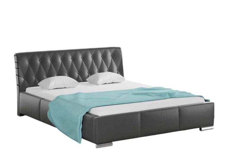 Fun Möbel Polsterbett Doppelbett THORE in Kunstleder (inkl. Bettkasten und Lattenrost, mit oder ohne Matratze), Kopfteil mit Steppung von Fun Möbel