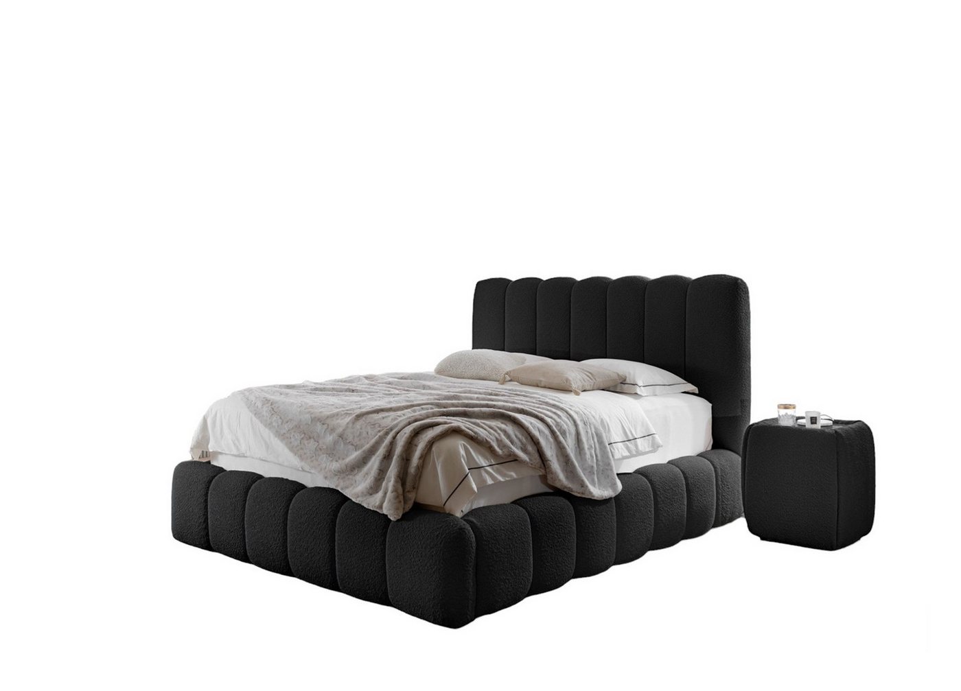 Fun Möbel Polsterbett Polsterbett Schlafzimmerbett CARSON Set4 in Stoff Catch Me (auch ohne Nachttische erhältlich), inklusive Taschenfederkernmatratze und 2 x Nachttisch von Fun Möbel