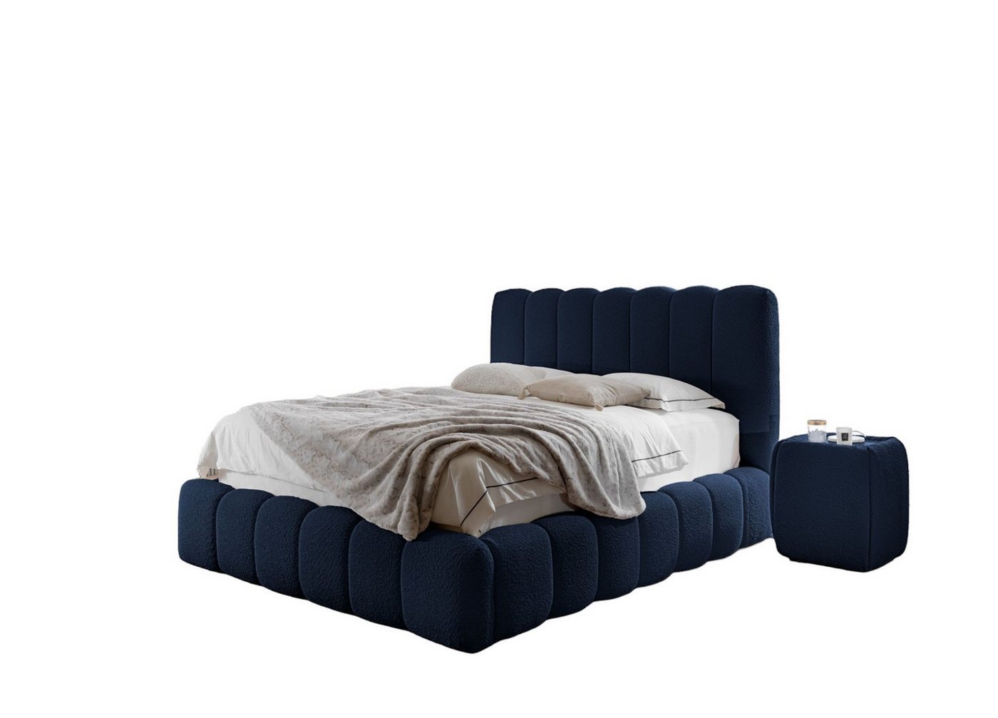 Fun Möbel Polsterbett Polsterbett Schlafzimmerbett CARSON Set4 in Stoff Catch Me (auch ohne Nachttische erhältlich), inklusive Taschenfederkernmatratze und 2 x Nachttisch von Fun Möbel