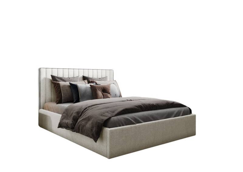 Fun Möbel Polsterbett Polsterbett Schlafzimmerbett ELIOS Komplett-Set in Stoff Brooklyn (mit Lattenrost und Matratze, inkl. Bettkasten) von Fun Möbel