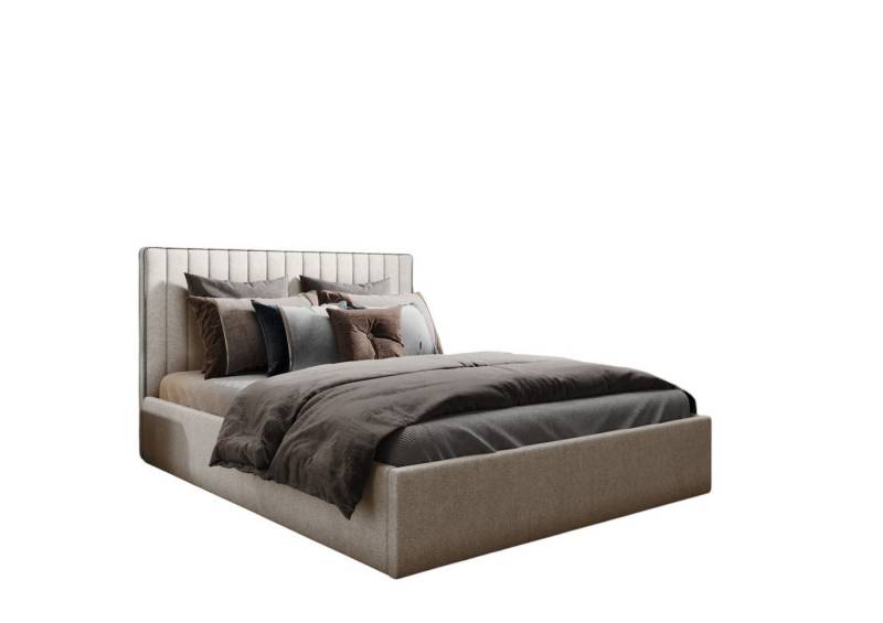 Fun Möbel Polsterbett Polsterbett Schlafzimmerbett ELIOS Komplett-Set in Stoff Brooklyn (mit Lattenrost und Matratze, inkl. Bettkasten) von Fun Möbel