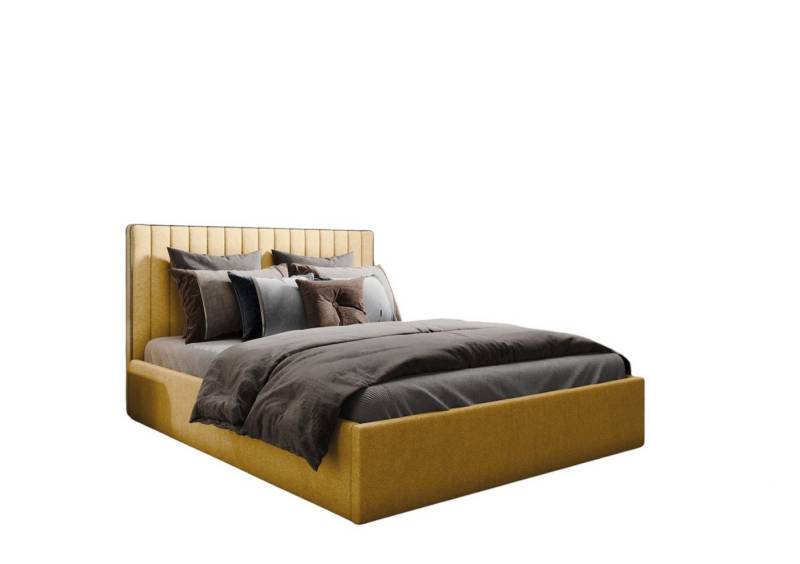 Fun Möbel Polsterbett Polsterbett Schlafzimmerbett ELIOS Komplett-Set in Stoff Brooklyn (mit Lattenrost und Matratze, inkl. Bettkasten) von Fun Möbel