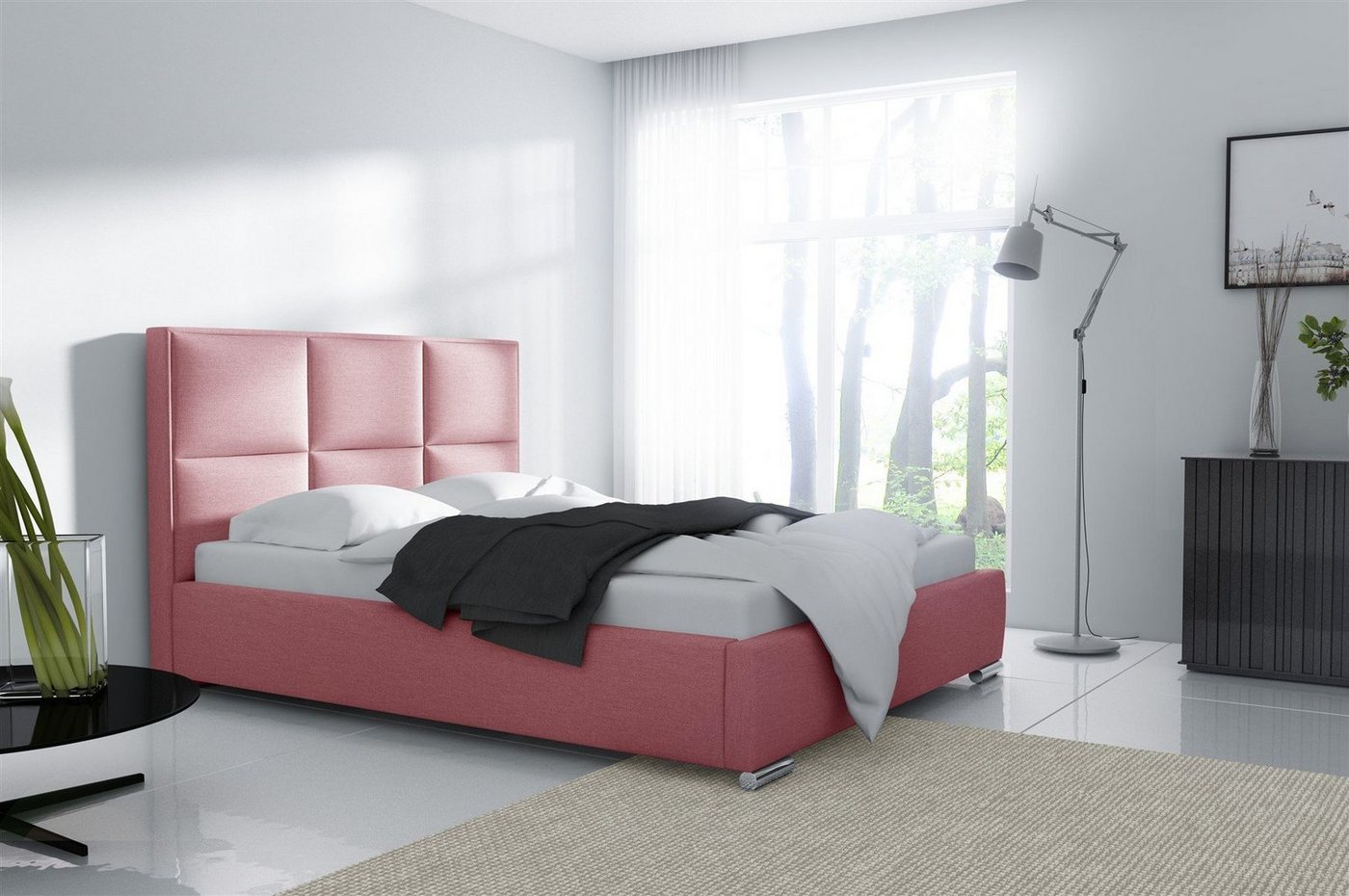 Fun Möbel Polsterbett Polsterbett Schlafzimmerbett VITUS Standard in Stoff (mit Lattenrost, ohne Matratze, inkl. Bettkasten) von Fun Möbel