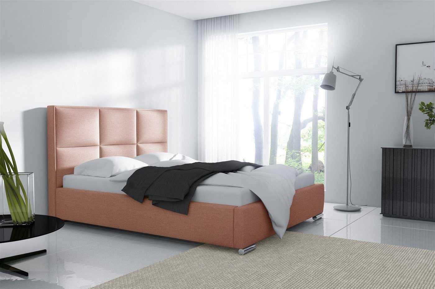Fun Möbel Polsterbett Polsterbett Schlafzimmerbett VITUS Standard in Stoff (mit Lattenrost, ohne Matratze, inkl. Bettkasten) von Fun Möbel