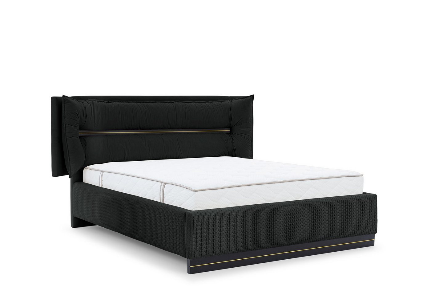 Fun Möbel Polsterbett Schlafzimmerbett HAMILTON in Stoff Magic Velvet (mit Bettkasten und 2 x Nachttisch, mit oder ohne Matratze), Gepolstertes Kopfteil von Fun Möbel