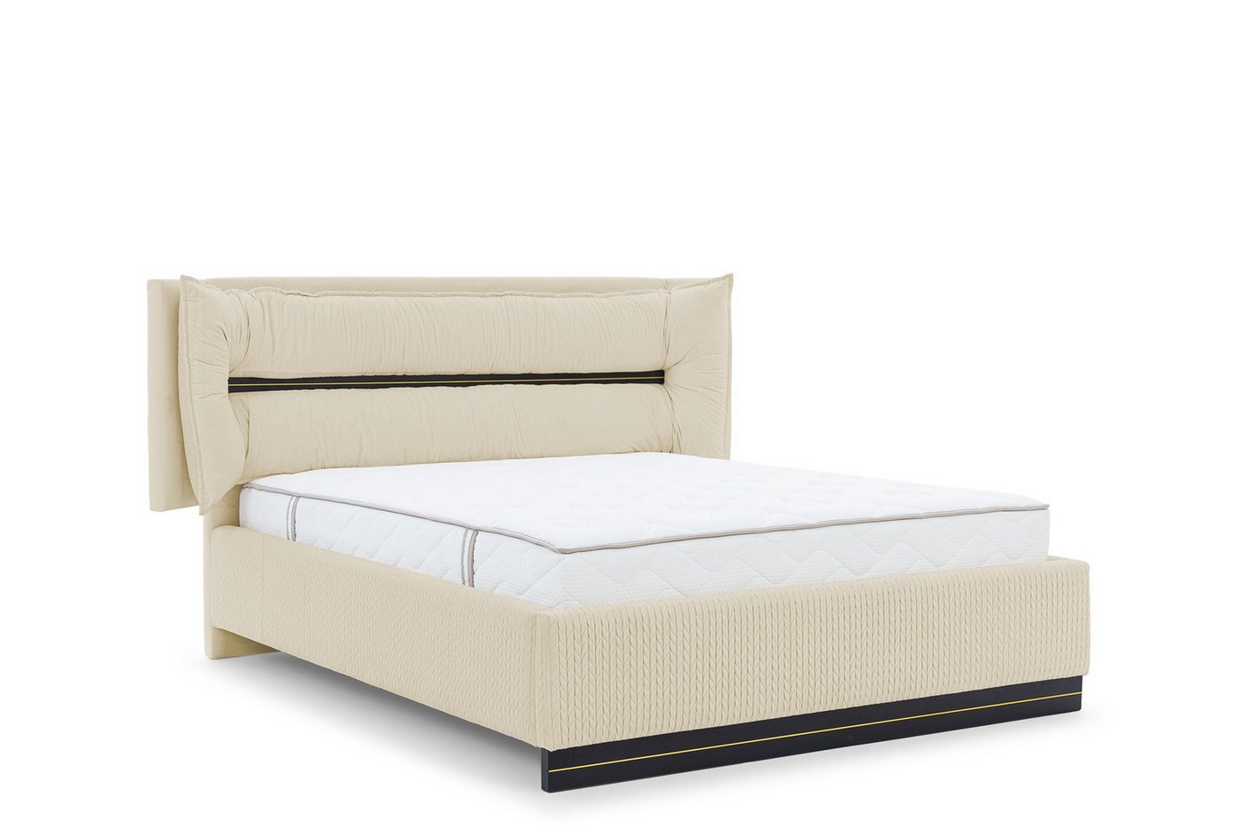 Fun Möbel Polsterbett Schlafzimmerbett HAMILTON in Stoff Magic Velvet (mit Bettkasten und 2 x Nachttisch, mit oder ohne Matratze), Gepolstertes Kopfteil von Fun Möbel