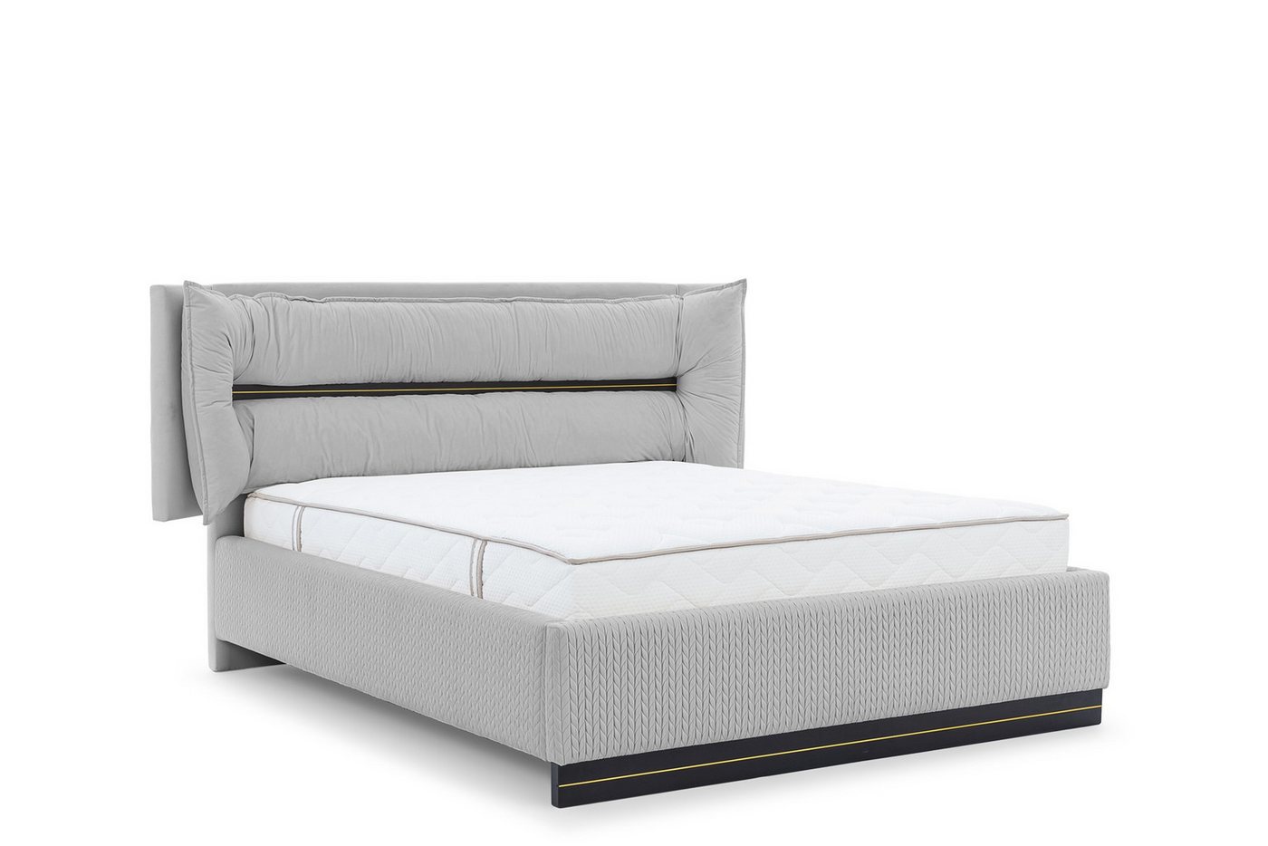 Fun Möbel Polsterbett Schlafzimmerbett HAMILTON in Stoff Magic Velvet (mit Bettkasten und 2 x Nachttisch, mit oder ohne Matratze), Gepolstertes Kopfteil von Fun Möbel