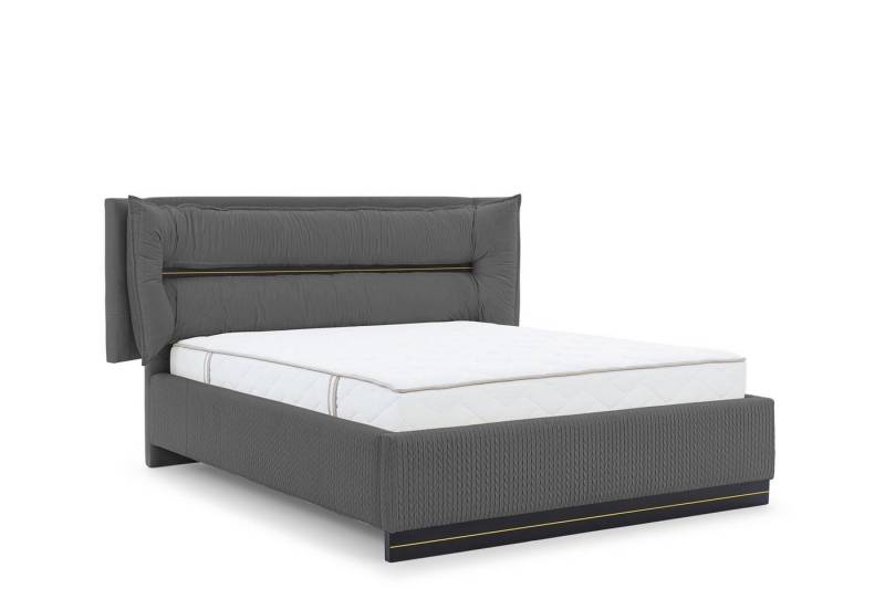 Fun Möbel Polsterbett Schlafzimmerbett HAMILTON in Stoff Magic Velvet (mit Bettkasten und 2 x Nachttisch, mit oder ohne Matratze), Gepolstertes Kopfteil von Fun Möbel