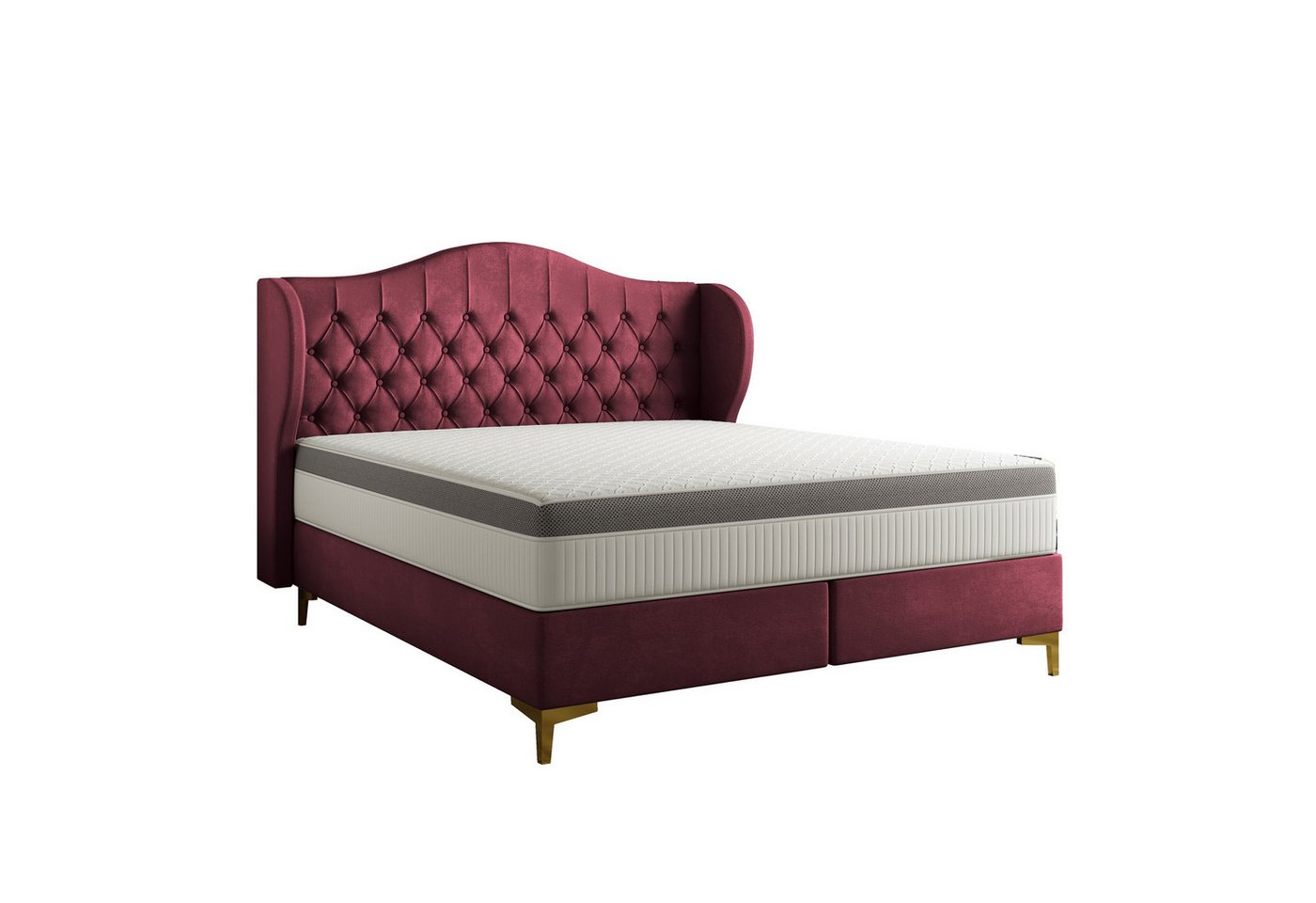 Fun Möbel Polsterbett Schlafzimmerbett PELAGIO in Stoff Whisper mit Matratze (gepolstertes Kopfteil), 7-Zonen Taschenfederkernmatratze von Fun Möbel