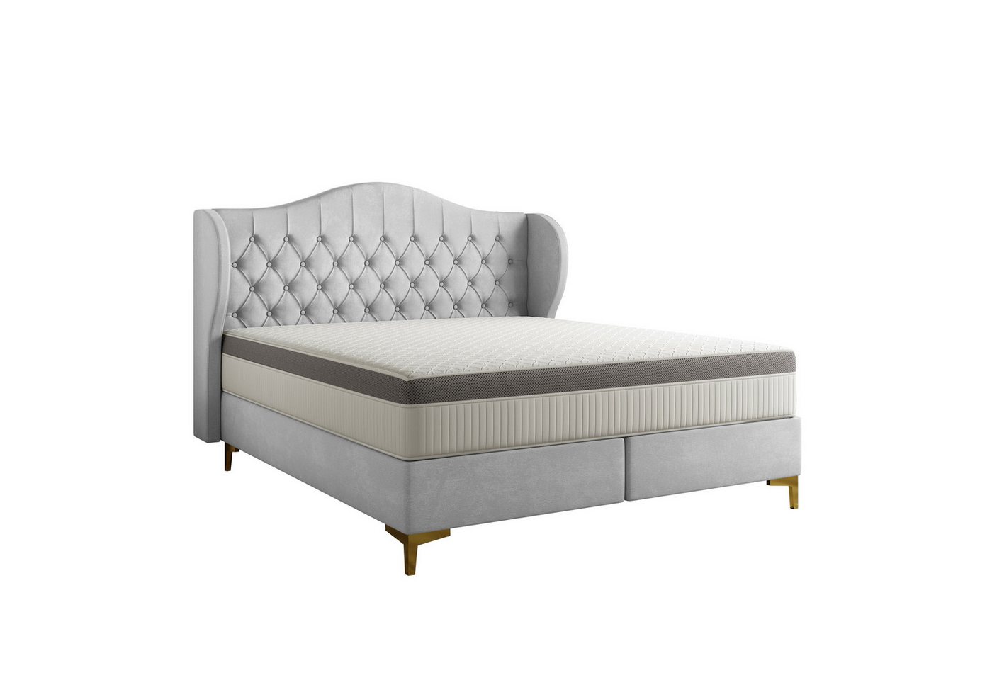 Fun Möbel Polsterbett Schlafzimmerbett PELAGIO in Stoff Whisper mit Matratze (gepolstertes Kopfteil), 7-Zonen Taschenfederkernmatratze von Fun Möbel