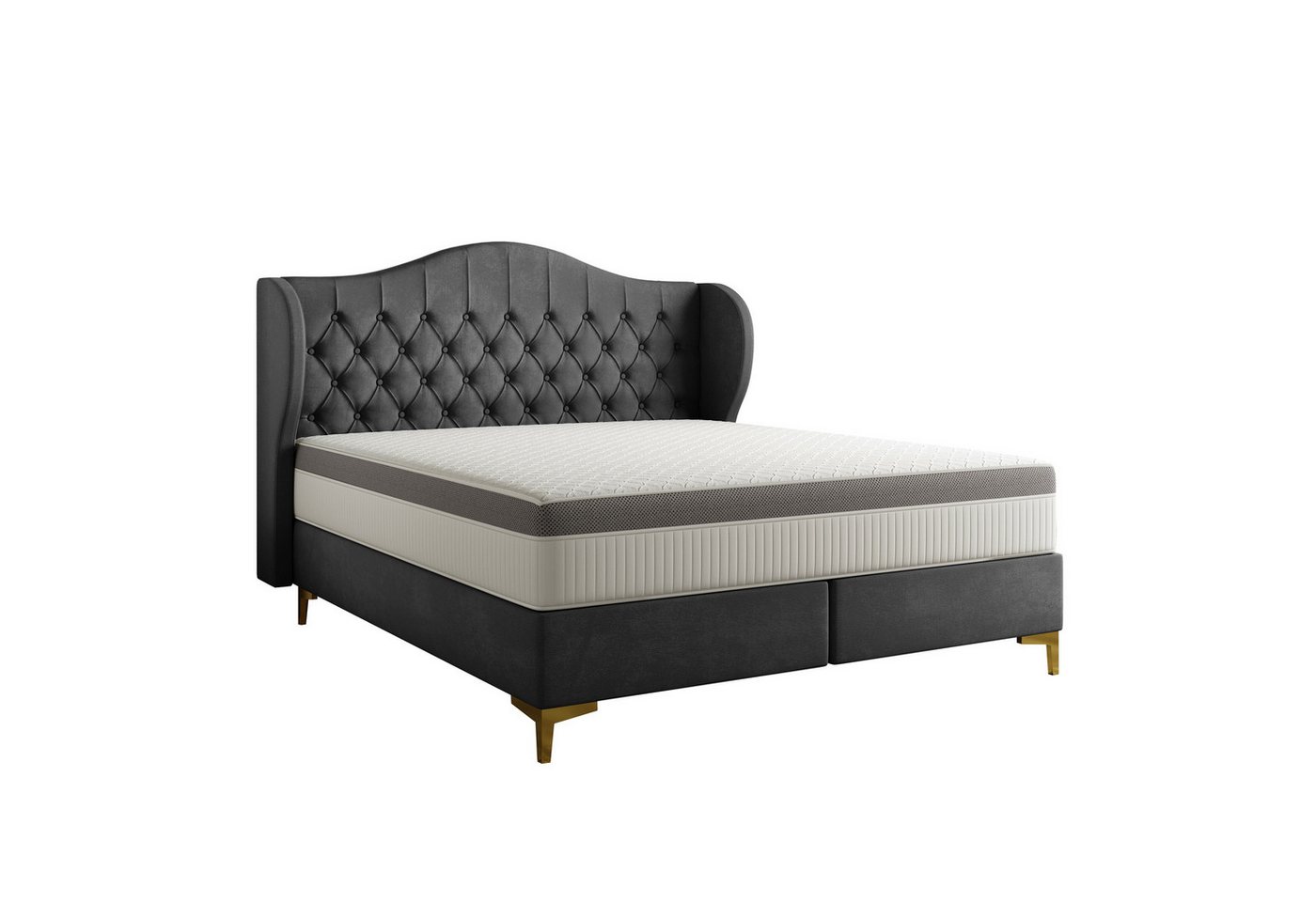 Fun Möbel Polsterbett Schlafzimmerbett PELAGIO in Stoff Whisper mit Matratze (gepolstertes Kopfteil), 7-Zonen Taschenfederkernmatratze von Fun Möbel