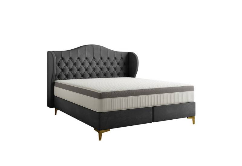 Fun Möbel Polsterbett Schlafzimmerbett PELAGIO in Stoff Whisper mit Matratze (gepolstertes Kopfteil), 7-Zonen Taschenfederkernmatratze von Fun Möbel