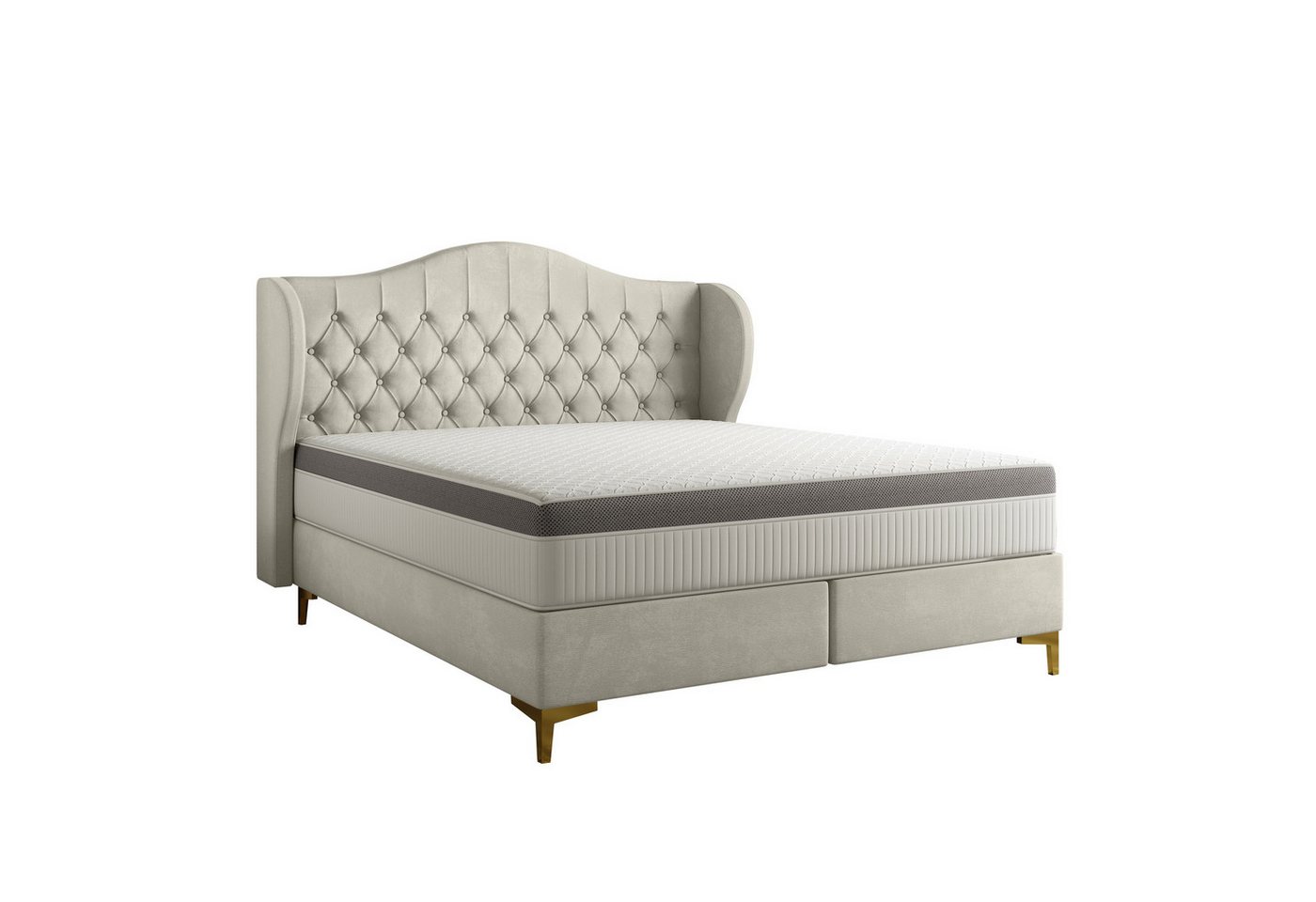 Fun Möbel Polsterbett Schlafzimmerbett PELAGIO in Stoff Whisper mit Matratze (gepolstertes Kopfteil), 7-Zonen Taschenfederkernmatratze von Fun Möbel