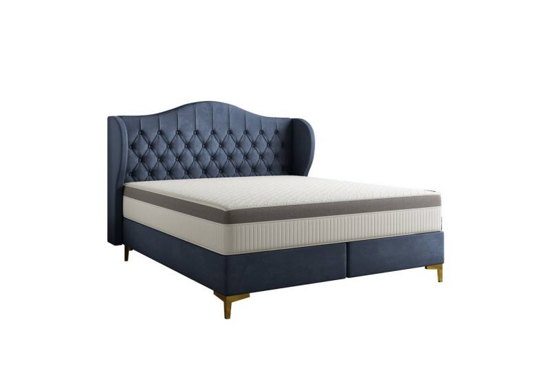 Fun Möbel Polsterbett Schlafzimmerbett PELAGIO in Stoff Whisper mit Matratze (gepolstertes Kopfteil), 7-Zonen Taschenfederkernmatratze von Fun Möbel