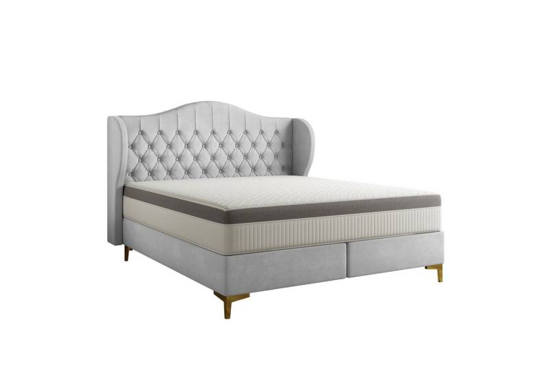 Fun Möbel Polsterbett Schlafzimmerbett PELAGIO in Stoff Whisper mit Matratze (gepolstertes Kopfteil), 7-Zonen Taschenfederkernmatratze von Fun Möbel