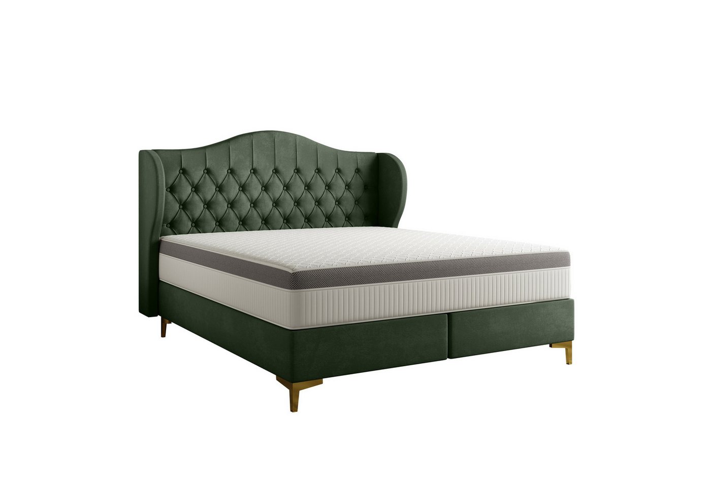 Fun Möbel Polsterbett Schlafzimmerbett PELAGIO in Stoff Whisper mit Matratze (gepolstertes Kopfteil), 7-Zonen Taschenfederkernmatratze von Fun Möbel