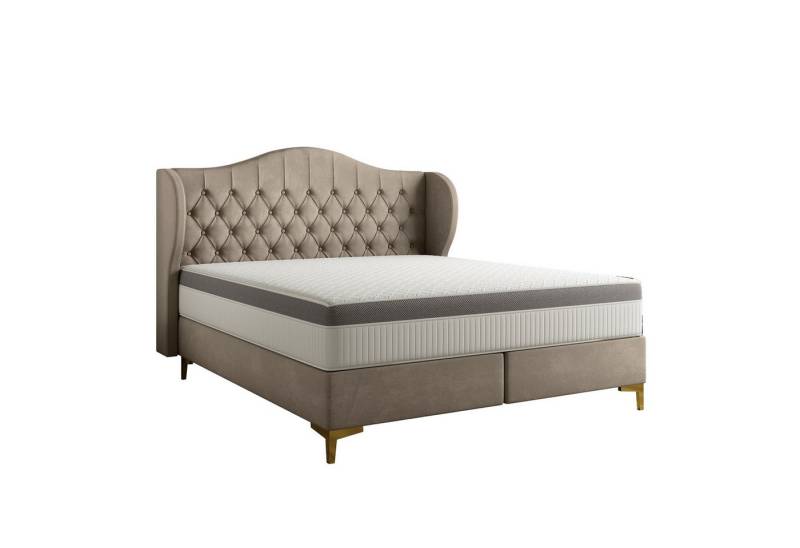 Fun Möbel Polsterbett Schlafzimmerbett PELAGIO in Stoff Whisper mit Matratze (gepolstertes Kopfteil), 7-Zonen Taschenfederkernmatratze von Fun Möbel