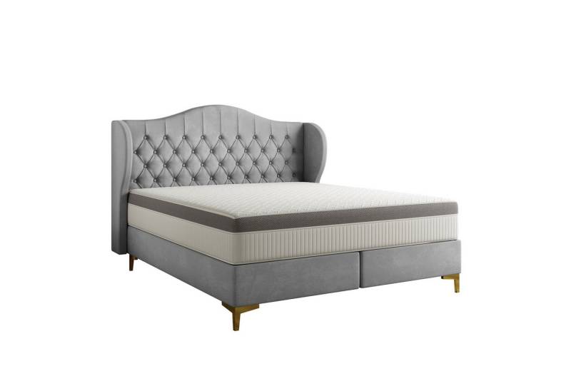 Fun Möbel Polsterbett Schlafzimmerbett PELAGIO in Stoff Whisper mit Matratze (gepolstertes Kopfteil), 7-Zonen Taschenfederkernmatratze von Fun Möbel