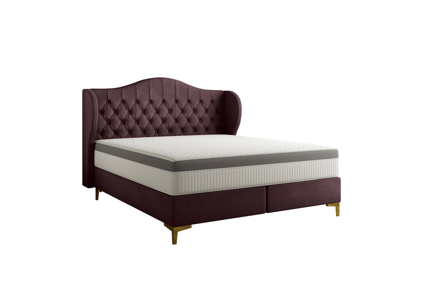 Fun Möbel Polsterbett Schlafzimmerbett PELAGIO in Stoff Whisper mit Matratze (gepolstertes Kopfteil), 7-Zonen Taschenfederkernmatratze von Fun Möbel