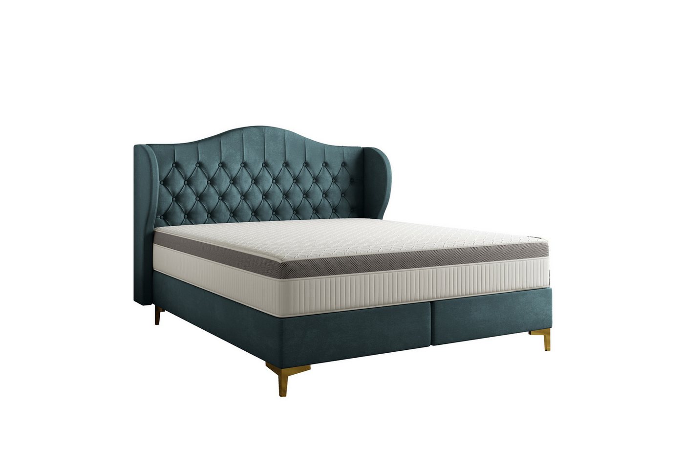 Fun Möbel Polsterbett Schlafzimmerbett PELAGIO in Stoff Whisper mit Matratze (gepolstertes Kopfteil), 7-Zonen Taschenfederkernmatratze von Fun Möbel
