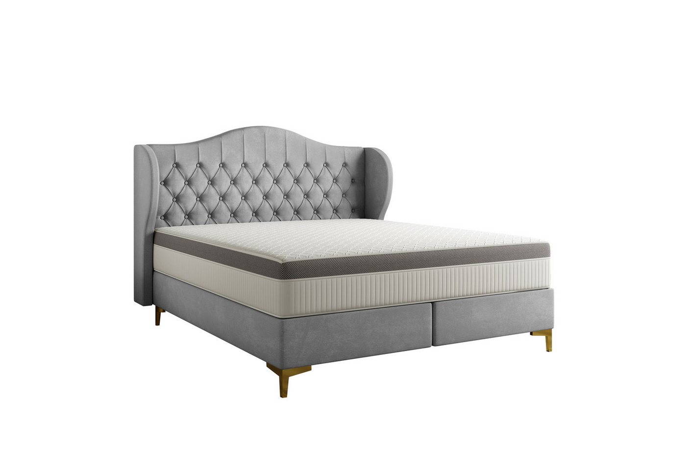 Fun Möbel Polsterbett Schlafzimmerbett PELAGIO in Stoff Whisper mit Matratze (gepolstertes Kopfteil), 7-Zonen Taschenfederkernmatratze von Fun Möbel
