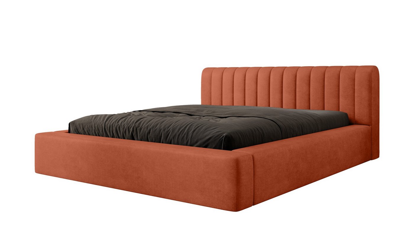 Fun Möbel Polsterbett Schlafzimmerbett PEORIA in Stoff Macau (mit oder ohne Matratze), Gepolstertes Kopfteil von Fun Möbel