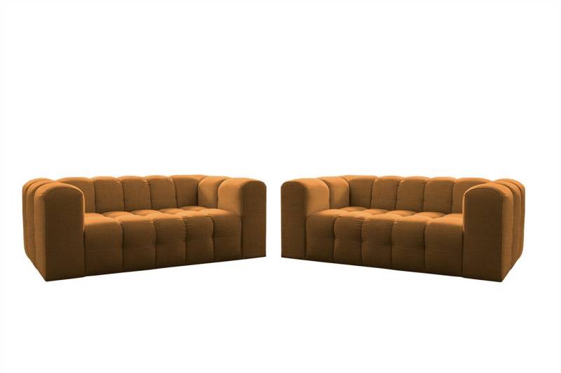 Fun Möbel Polstergarnitur Designersofa FUN LEONOR 2 x 2-Sitzer, (Stoff Moly oder Tiffani, 2-tlg), Sofas-Rücken echt bezogen von Fun Möbel