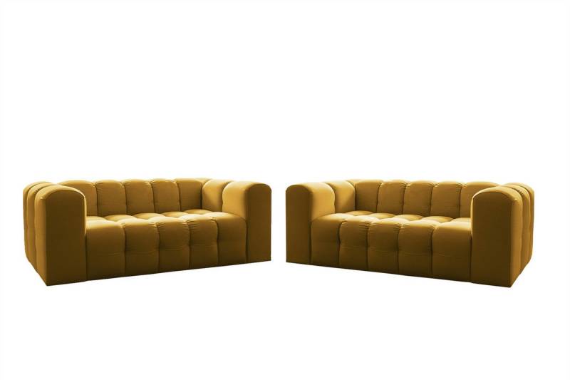 Fun Möbel Polstergarnitur Designersofa FUN LEONOR 2 x 2-Sitzer, (Stoff Moly oder Tiffani, 2-tlg), Sofas-Rücken echt bezogen von Fun Möbel