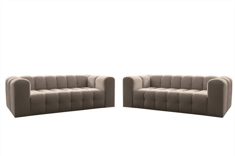 Fun Möbel Polstergarnitur Designersofa FUN LEONOR 2 x 3-Sitzer, (Stoff Moly oder Tiffani, 2-tlg), Sofa-Rücken echt bezogen von Fun Möbel