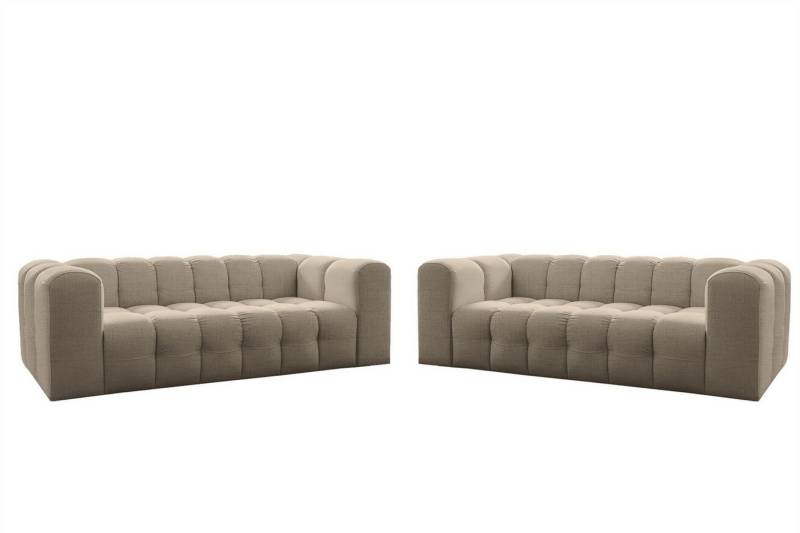 Fun Möbel Polstergarnitur Designersofa FUN LEONOR 2 x 4-Sitzer, (Stoff Moly oder Tiffani, 2-tlg), Sofas-Rücken echt bezogen von Fun Möbel