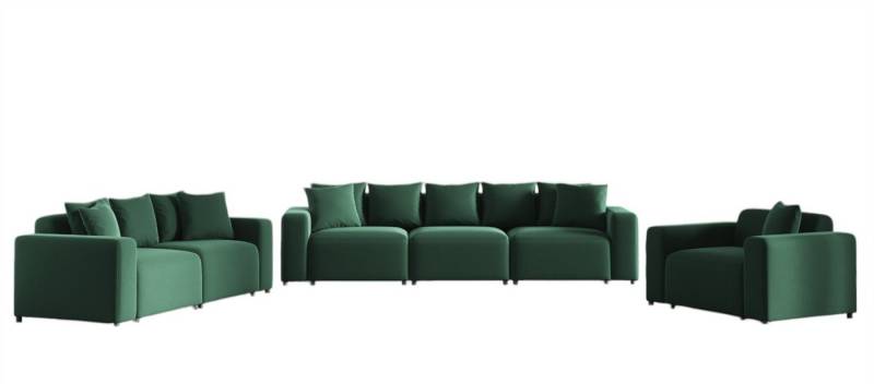 Fun Möbel Polstergarnitur Designersofa MEGAN 3-2-1 Sofagarnitur in Stoff Salvador, (Rücken echt bezogen) von Fun Möbel