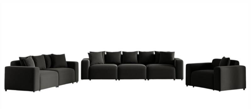 Fun Möbel Polstergarnitur Designersofa MEGAN 3-2-1 Sofagarnitur in Stoff Salvador, (Rücken echt bezogen) von Fun Möbel