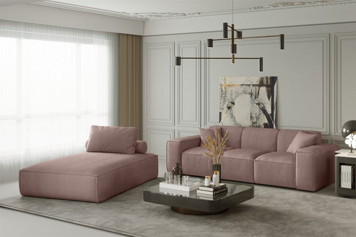 Fun Möbel Polstergarnitur Sofa-Set 2-teilig Chaiselongue und 3-Sitzer CELES, (Sofa-Set CELES 2-teilig Chaiselongue und 3-Sitzer) von Fun Möbel