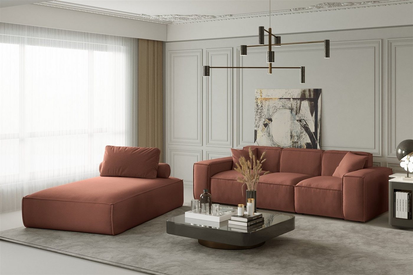 Fun Möbel Polstergarnitur Sofa-Set 2-teilig Chaiselongue und 3-Sitzer CELES, (Sofa-Set CELES 2-teilig Chaiselongue und 3-Sitzer) von Fun Möbel