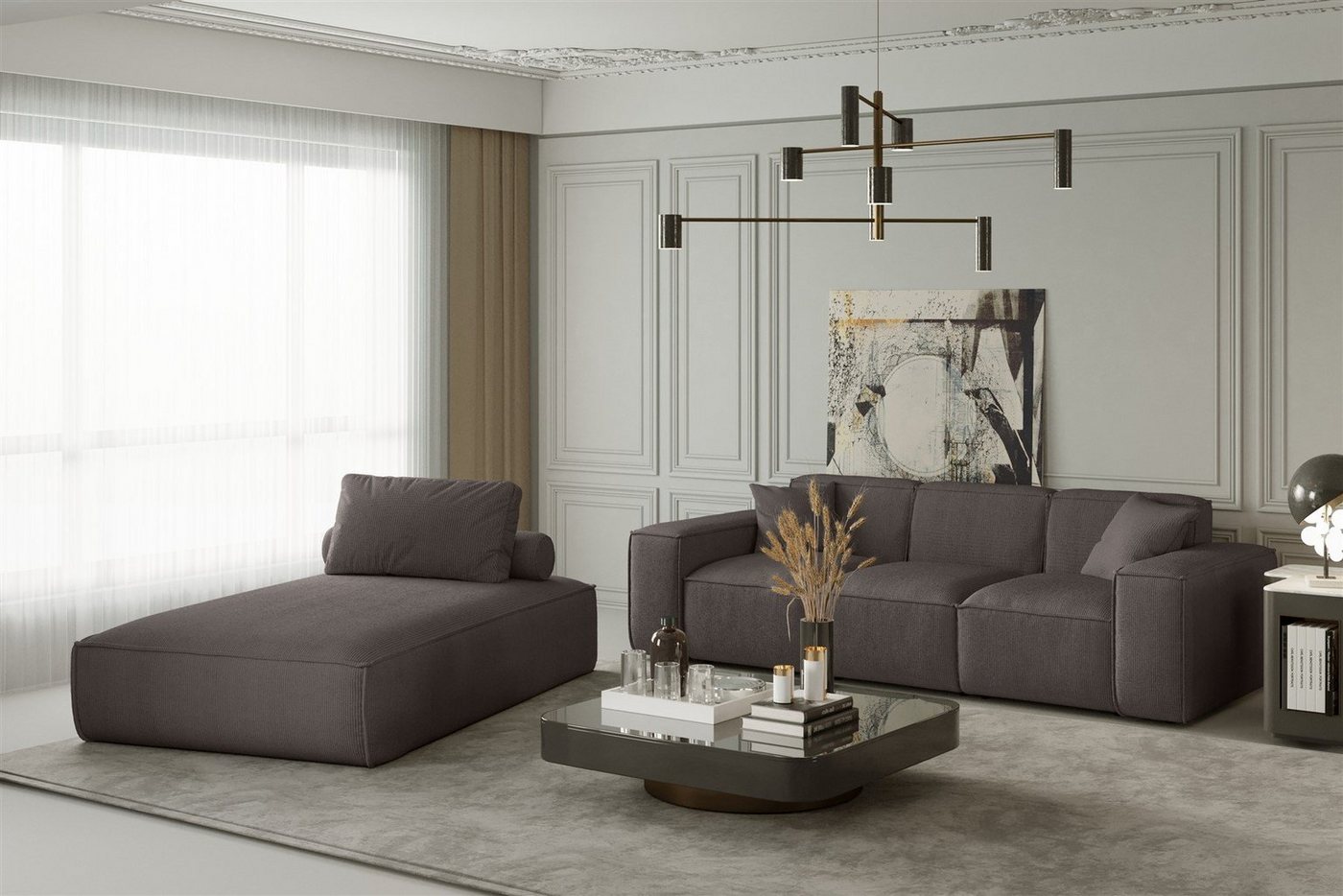 Fun Möbel Polstergarnitur Sofa-Set 2-teilig Chaiselongue und 3-Sitzer CELES, (Sofa-Set CELES 2-teilig Chaiselongue und 3-Sitzer) von Fun Möbel