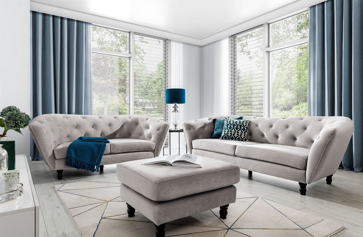 Fun Möbel Polstergarnitur Sofa-Set 3-2-1 Designer-Sofa Charlotte Stoff, (3-tlg., Sofa-Set 3-2-1 Designer-Sofa Charlotte Stoff) von Fun Möbel