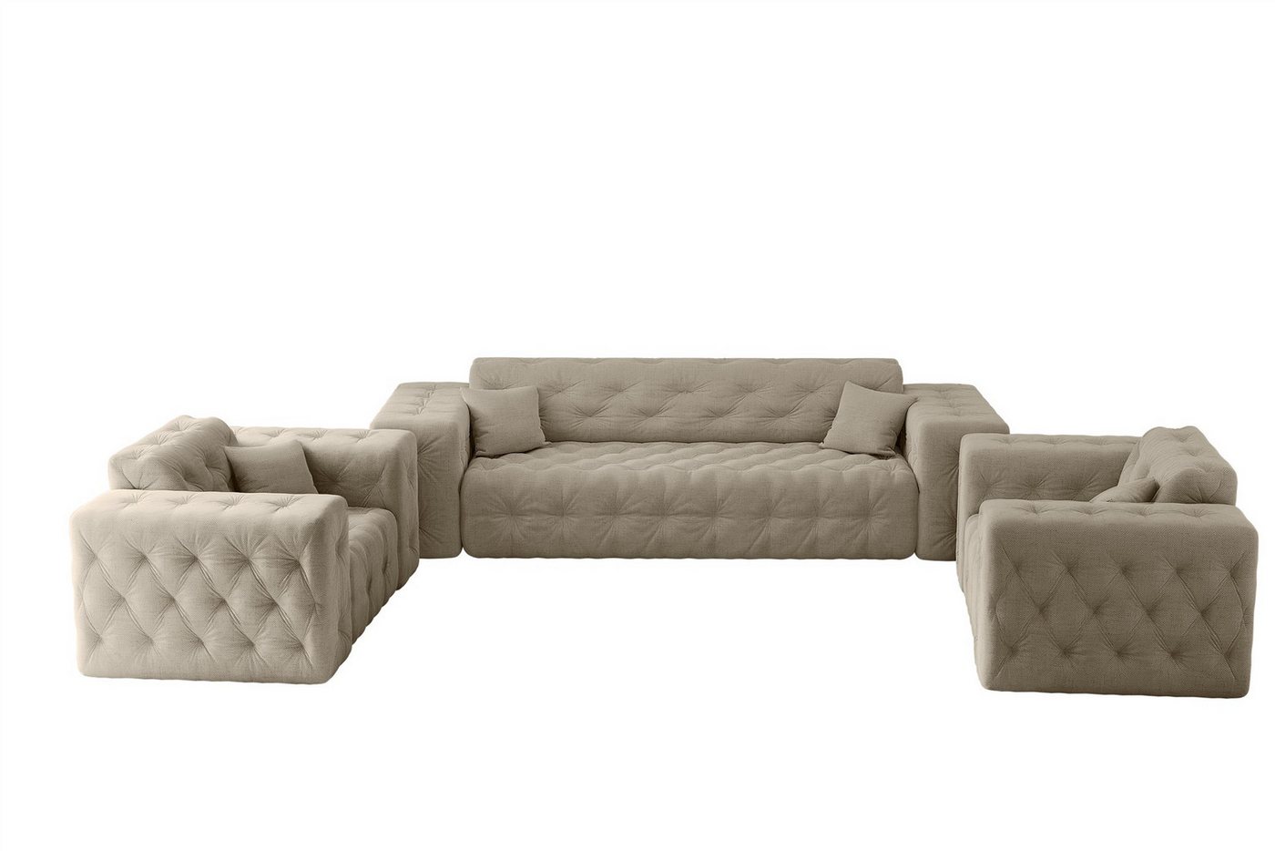Fun Möbel Polstergarnitur Sofa-Set CHANTAL 3-1-1 Sofagarnitur in Stoff Moly, (alle Möbel mit Rundumbezug, auch als Set mit einem 2-Sitzer erhältlich), inklusive 3 Zierkissen von Fun Möbel