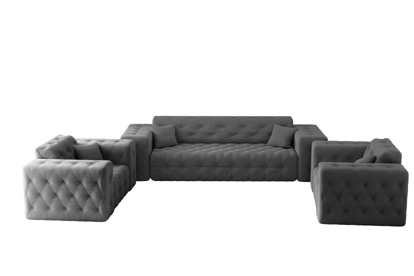 Fun Möbel Polstergarnitur Sofa-Set CHANTAL 3-1-1 Sofagarnitur in Stoff Moly, (auch als Set mit einem 2-Sitzer erhältlich), inklusive 3 Zierkissen von Fun Möbel