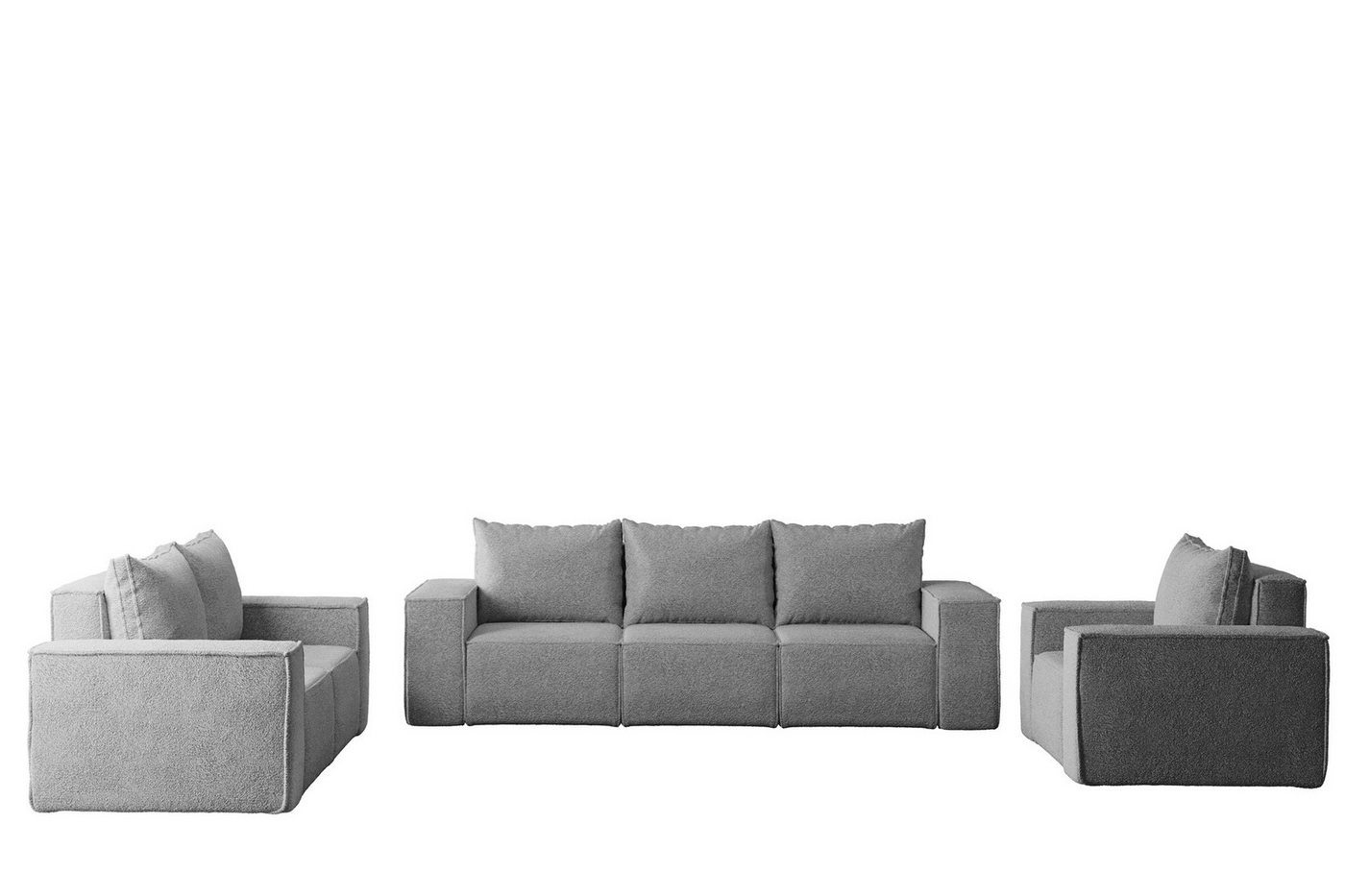 Fun Möbel Polstergarnitur Sofa-Set Designersofa ESTELLE 3-2-1 Sofagarnitur in Stoff, (Rücken echt bezogen) von Fun Möbel