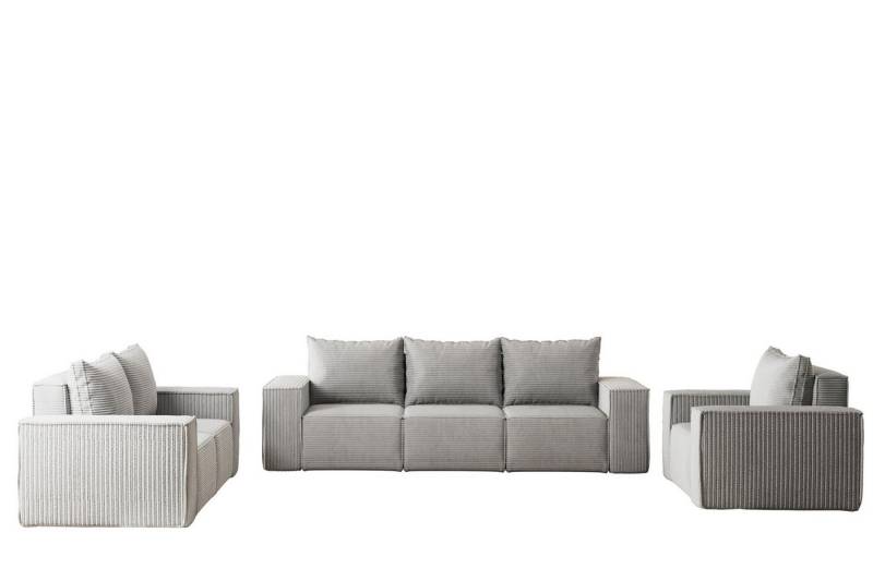 Fun Möbel Polstergarnitur Sofa-Set Designersofa ESTELLE 3-2-1 Sofagarnitur in Stoff, (Rücken echt bezogen) von Fun Möbel