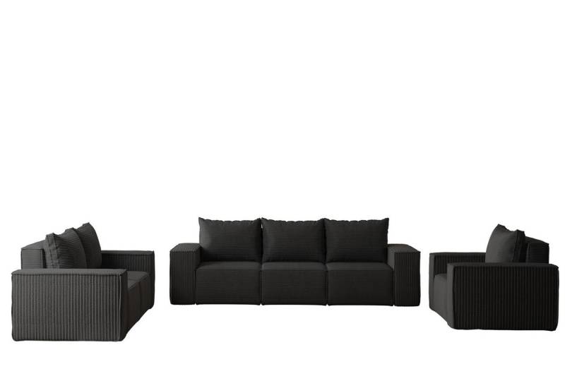 Fun Möbel Polstergarnitur Sofa-Set Designersofa ESTELLE 3-2-1 Sofagarnitur in Stoff, (Rücken echt bezogen) von Fun Möbel