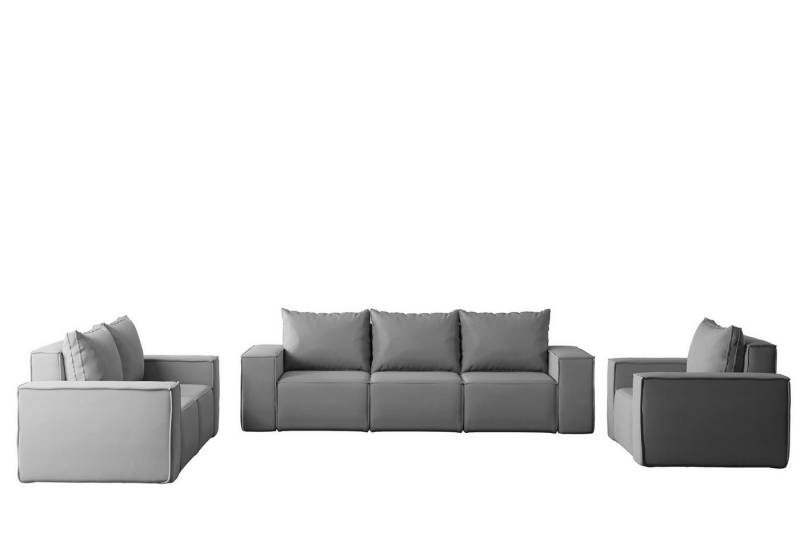 Fun Möbel Polstergarnitur Sofa-Set Designersofa ESTELLE 3-2-1 Sofagarnitur in Stoff, (Rücken echt bezogen) von Fun Möbel