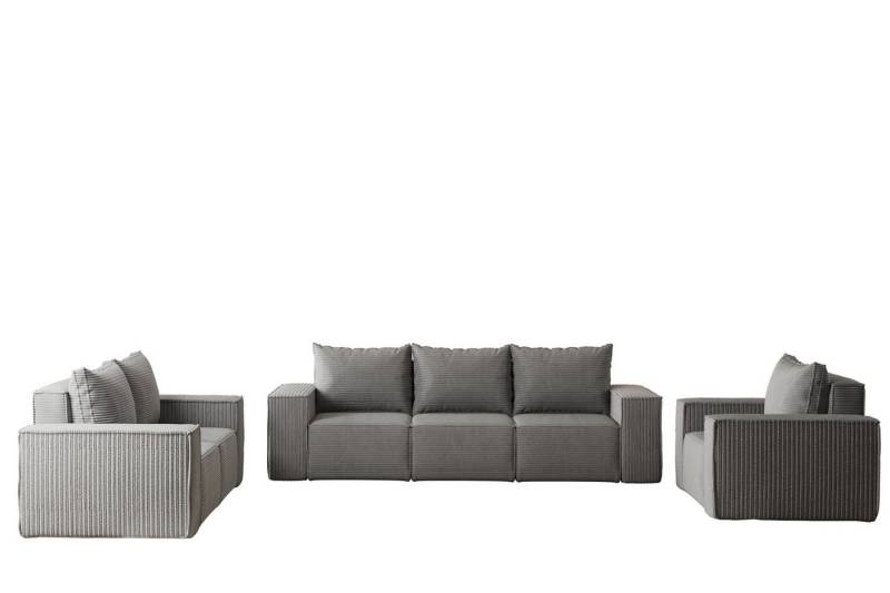 Fun Möbel Polstergarnitur Sofa-Set Designersofa ESTELLE 3-2-1 Sofagarnitur in Stoff, (Rücken echt bezogen) von Fun Möbel