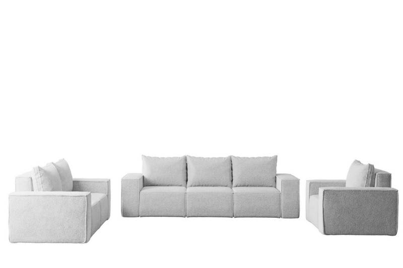 Fun Möbel Polstergarnitur Sofa-Set Designersofa ESTELLE 3-2-1 Sofagarnitur in Stoff, (Rücken echt bezogen) von Fun Möbel