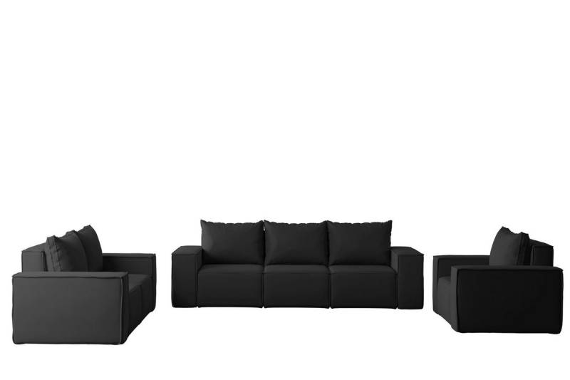 Fun Möbel Polstergarnitur Sofa-Set Designersofa ESTELLE 3-2-1 Sofagarnitur in Stoff, (Rücken echt bezogen) von Fun Möbel