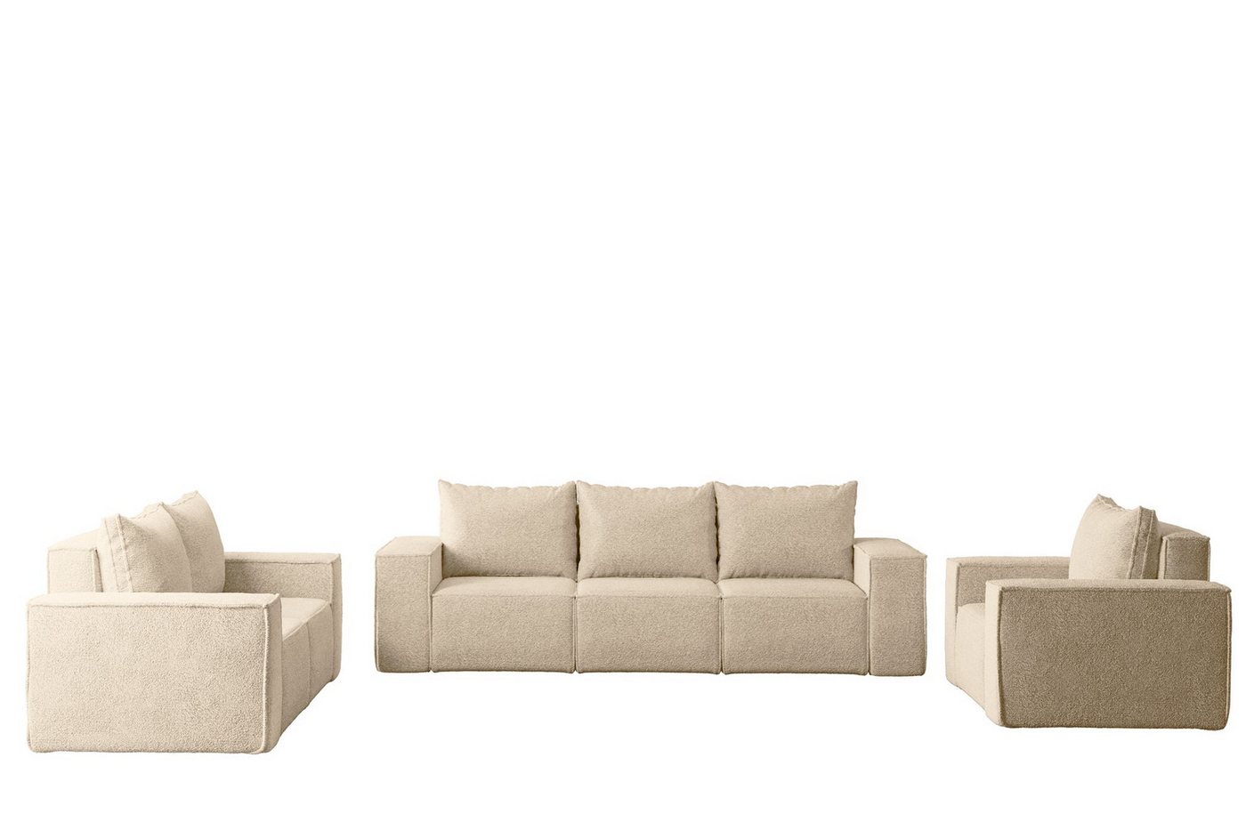 Fun Möbel Polstergarnitur Sofa-Set Designersofa ESTELLE 3-2-1 Sofagarnitur in Stoff, (Rücken echt bezogen) von Fun Möbel