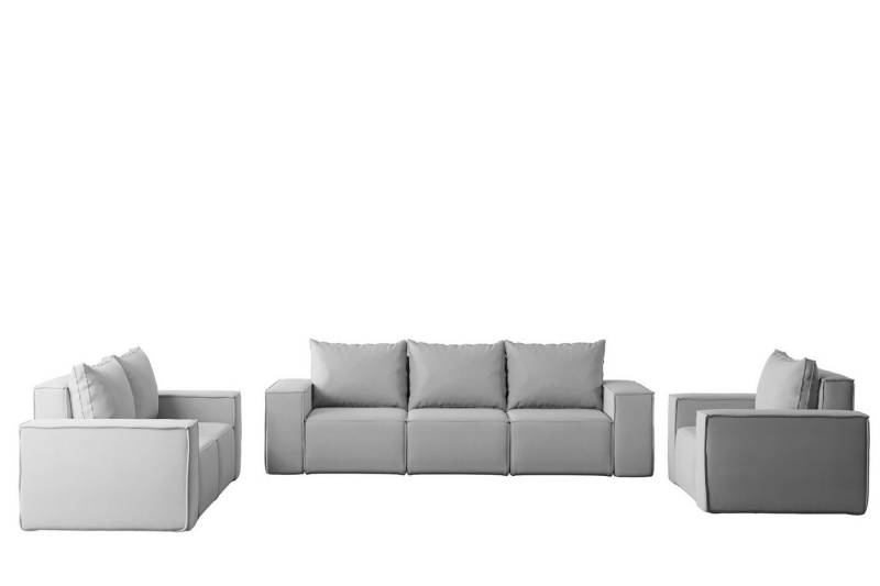 Fun Möbel Polstergarnitur Sofa-Set Designersofa ESTELLE 3-2-1 Sofagarnitur in Stoff, (Rücken echt bezogen) von Fun Möbel